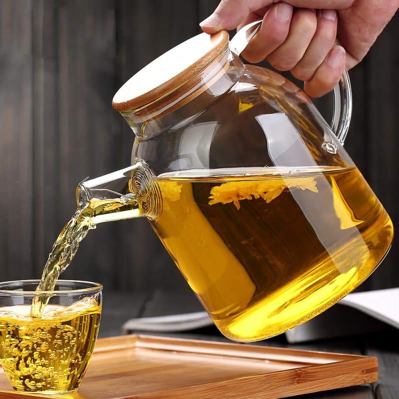 Glass Teapot with Bamboo Lid — 54 oz